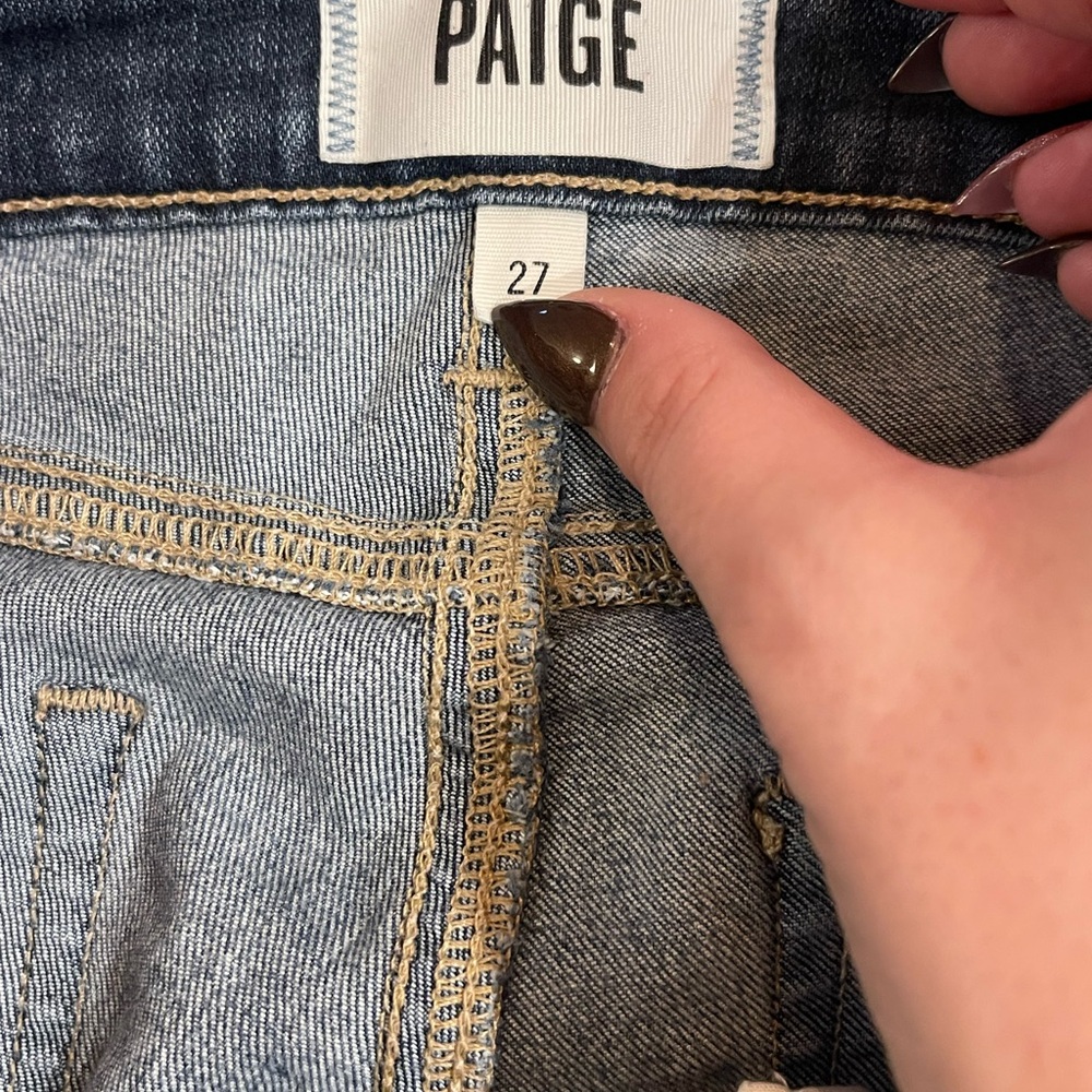 PAIGE Dark Blue Distressed Verdugo Ultra Skinny Jeans - Picture 3 of 6